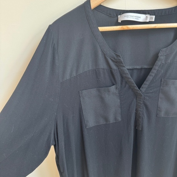 Contemporaine Black 3/4 Sleeve Front Pockets Pullover Blouse Womens Size XXL - Picture 4 of 13